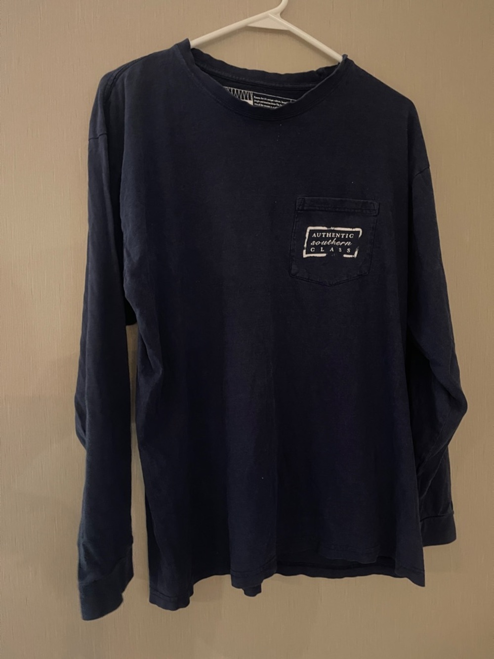 Southern marsh large Navy Long-Sleeve Pocket Tee Authentic Southern Class READ